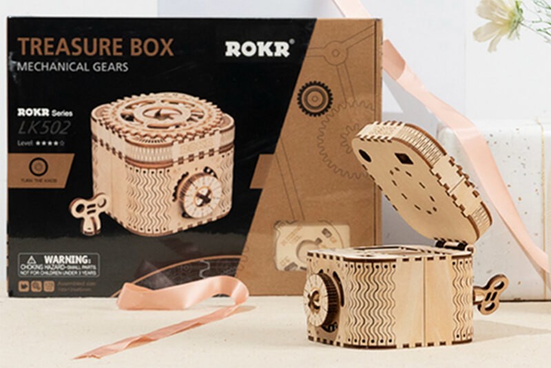 Puzzle Mécanique 3D Bois - Boîte à trésor - ROKR